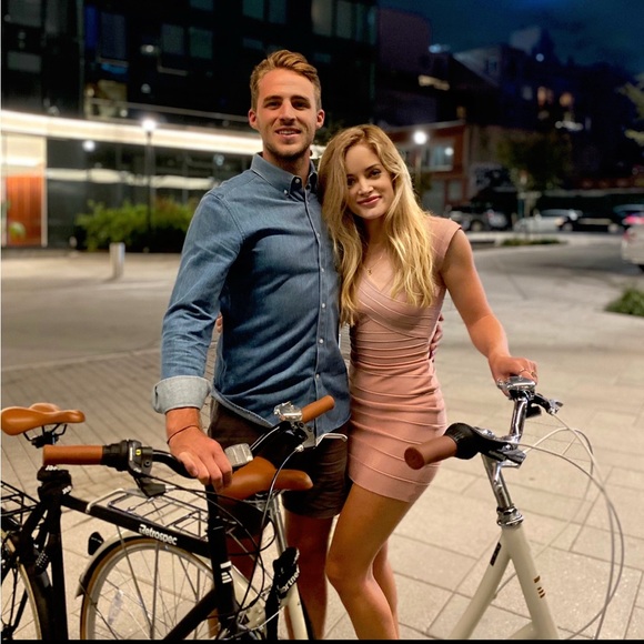 Herve Leger Pink Ribbed Bodycon Mini Dress - Picture 4 of 4